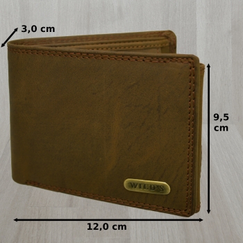 Edle Voll-Leder Herren Geldbörse Brieftasche RFID Schutz Riegelverschluss Querformat (braun)
